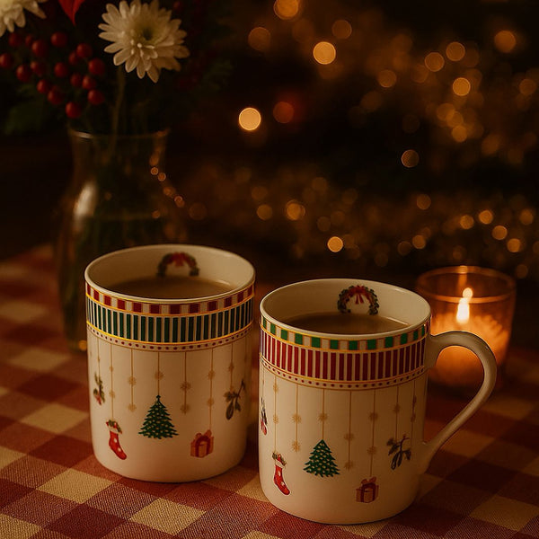 Noel Christmas Mugs - Set of 2 (Red & Green)