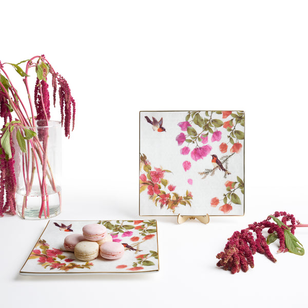 Bougainvillea Square Platter - Set of 2
