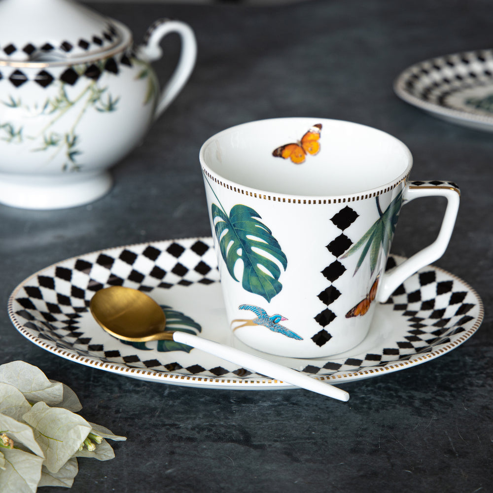 
            
                Load image into Gallery viewer, The Tropical Oval Cup &amp;amp; Saucer - Set of 6
            
        