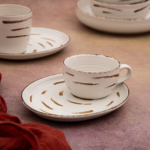 Fusion White Tea Cup & Saucer 250 ml - Pack of 6