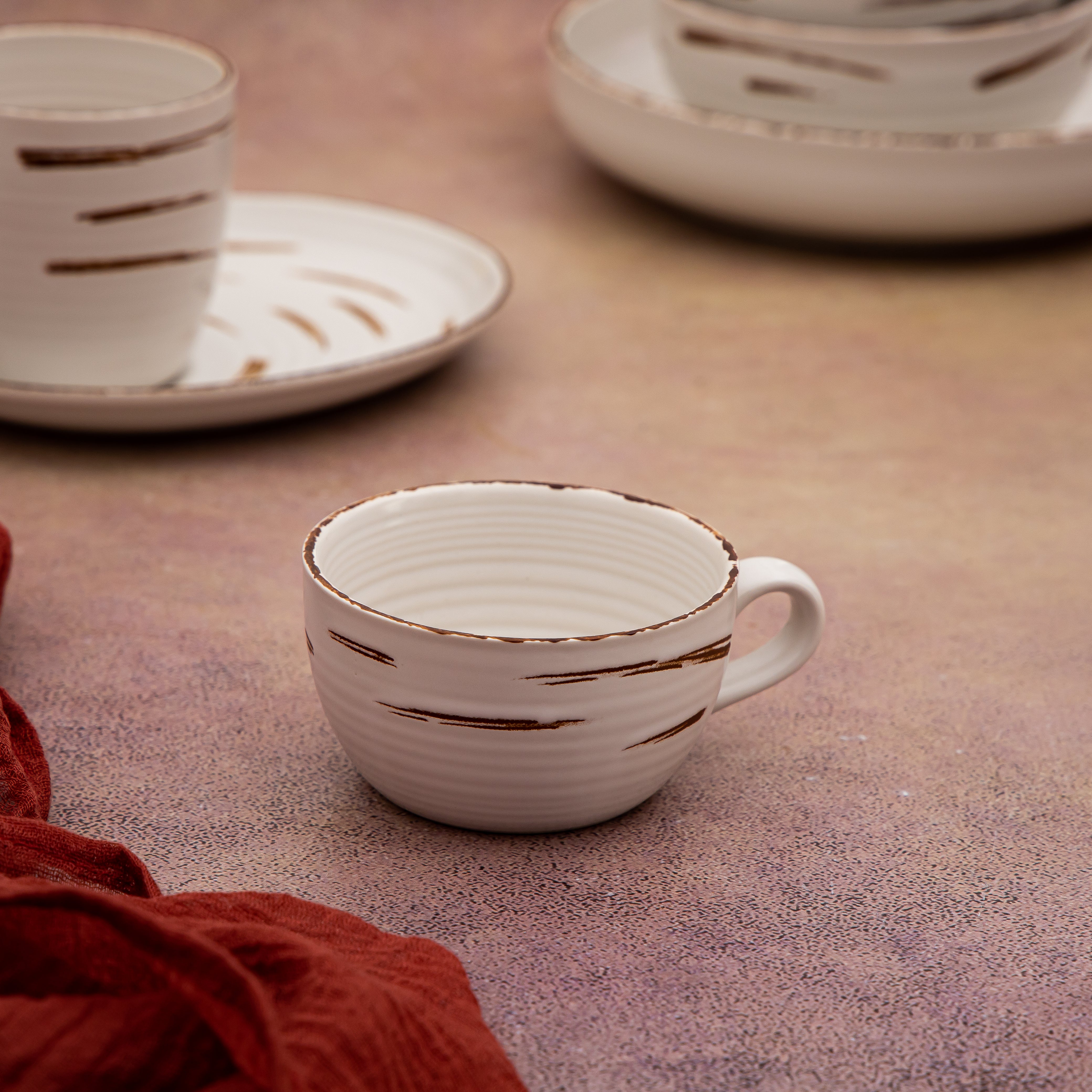 Fusion White Tea Cup & Saucer 250 ml - Pack of 6