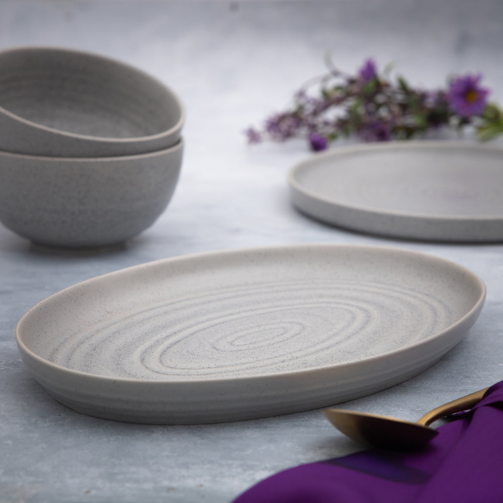 Fusion Grey Oval Platter 10" - Pack of 2