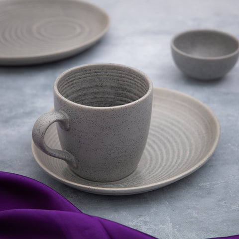Fusion Grey Coffee Mug & Saucer 350 ml - Pack of 6