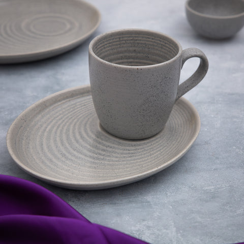Fusion Grey Coffee Mug & Saucer 350 ml - Pack of 6