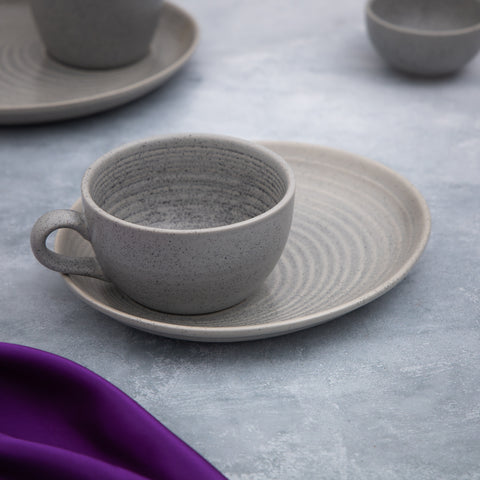 Fusion Grey Tea Cup & Saucer 250 ml - Pack of 6
