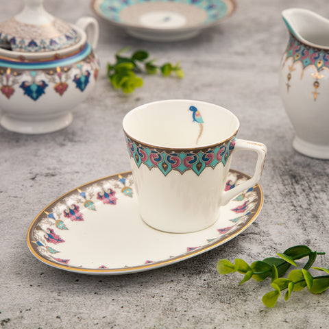The Jamawar Oval Cup & Saucer - Set of 6