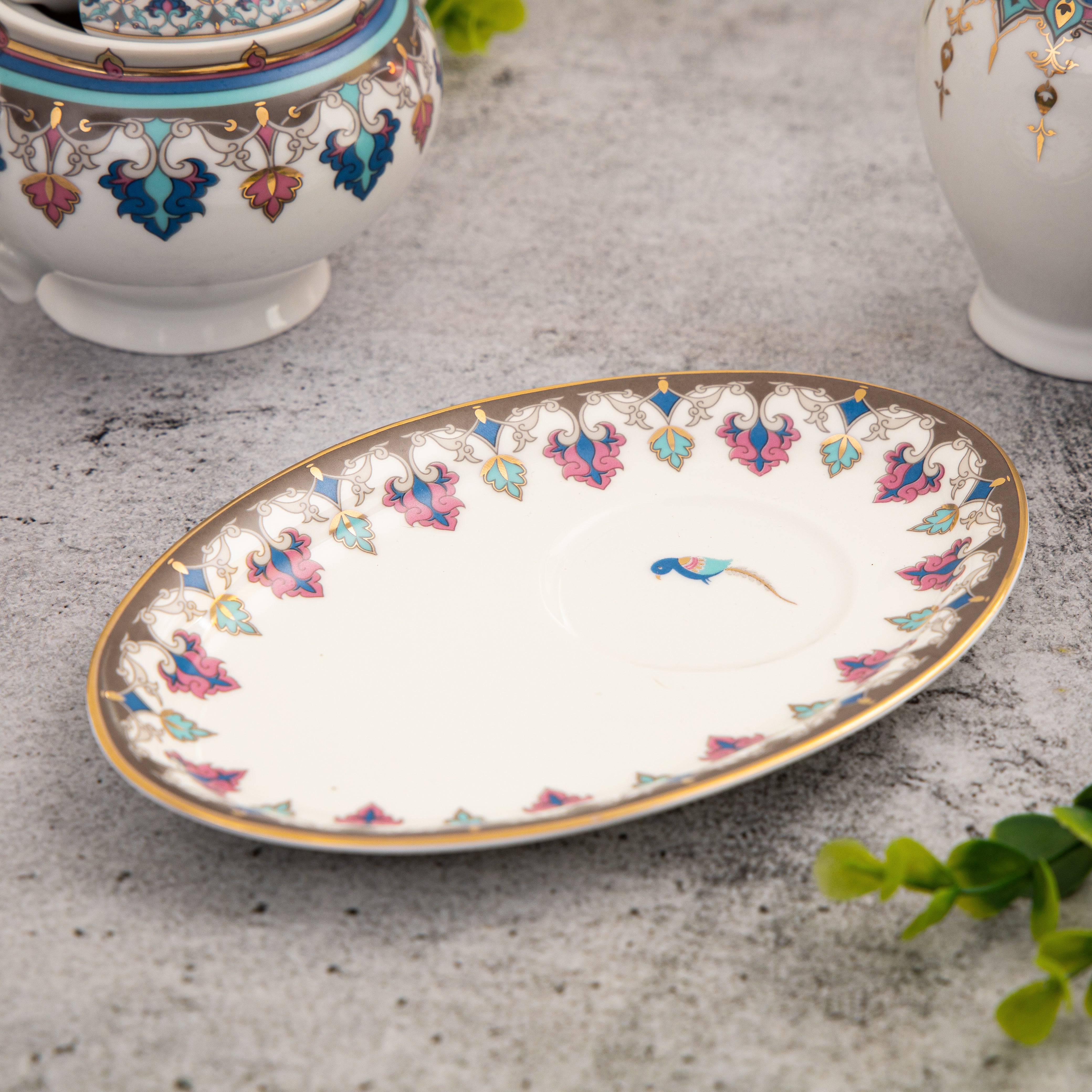 The Jamawar Oval Cup & Saucer - Set of 6
